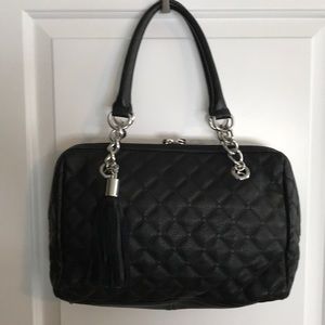 Black pebble leather Calvin Klein satchel